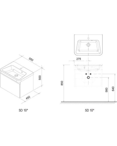 Тумба 55 см серый глянец Ravak SD 10° 550 X000000734
