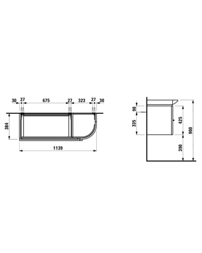 Тумба белый матовый 113,9 см 2 выдвижных ящика Laufen Case 4.0160.2.075.463.1