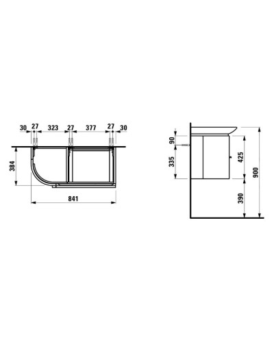 Тумба белый матовый 84,1 см 2 выдвижных ящика Laufen Case 4.0153.2.075.463.1