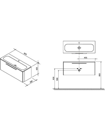 Тумба 80 см серый Ravak SD 800 Ring X000000768