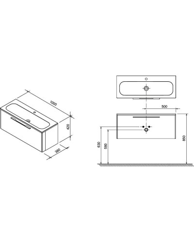 Тумба 100 см белый глянец Ravak SD 1000 Ring X000000769
