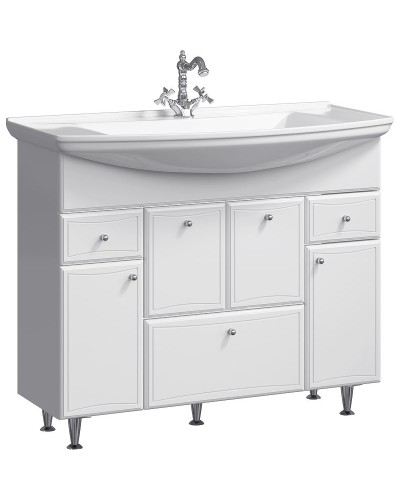 Тумба под раковину Aqwella Барселона 105 BA0110K с бельевой корзиной Белая