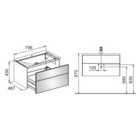 Тумба белый глянец/белое стекло 79,6 см KEUCO Royal Reflex 34060210000