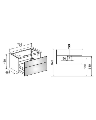 Тумба белый глянец/белое стекло 79,6 см KEUCO Royal Reflex 34060210000