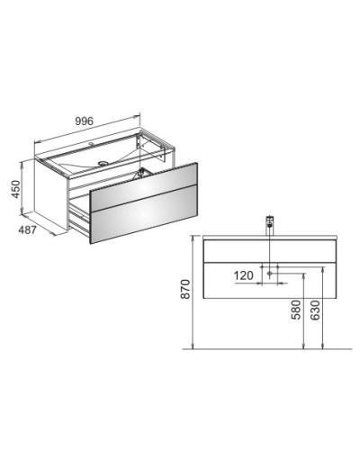 Тумба матовый трюфель/матовый трюфель стекло 99,6 см KEUCO Royal Reflex 34070140000