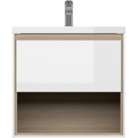 Тумба под раковину Cersanit Louna 60 SZ-LOU-CO60/Wh подвесная Белый глянец дуб Эврика