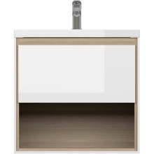 Тумба под раковину Cersanit Louna 60 SZ-LOU-CO60/Wh подвесная Белый глянец дуб Эврика