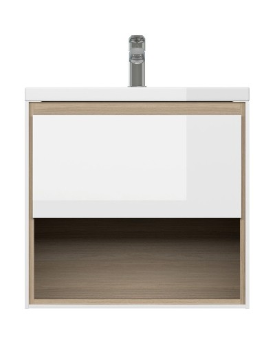 Тумба под раковину Cersanit Louna 60 SZ-LOU-CO60/Wh подвесная Белый глянец дуб Эврика