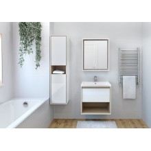 Тумба под раковину Cersanit Louna 60 SZ-LOU-CO60/Wh подвесная Белый глянец дуб Эврика