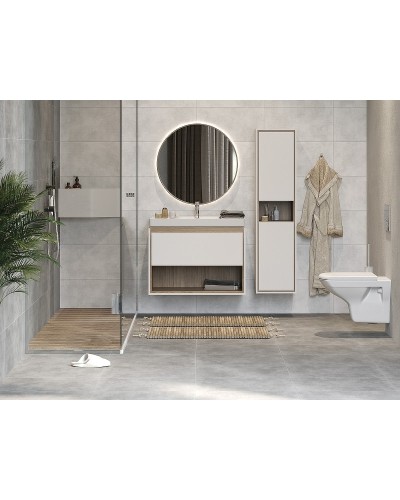 Тумба под раковину Cersanit Louna 60 SZ-LOU-CO60/Wh подвесная Белый глянец дуб Эврика