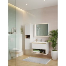 Тумба под раковину Cersanit Louna 60 SZ-LOU-CO60/Wh подвесная Белый глянец дуб Эврика