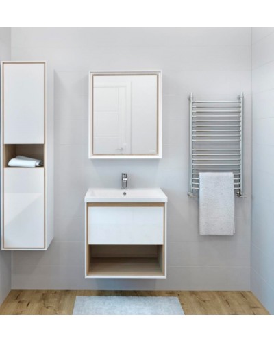 Тумба под раковину Cersanit Louna 80 SZ-LOU-CO80/Wh подвесная Белый глянец дуб Эврика