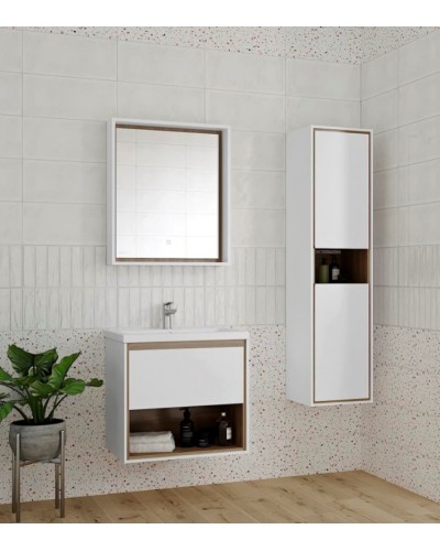 Тумба под раковину Cersanit Louna 80 SZ-LOU-CO80/Wh подвесная Белый глянец дуб Эврика