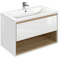 Тумба под раковину Cersanit Louna 80 SZ-LOU-CO80/Wh подвесная Белый глянец дуб Эврика