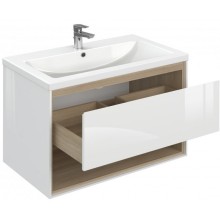 Тумба под раковину Cersanit Louna 80 SZ-LOU-CO80/Wh подвесная Белый глянец дуб Эврика