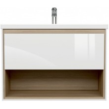 Тумба под раковину Cersanit Louna 80 SZ-LOU-CO80/Wh подвесная Белый глянец дуб Эврика