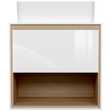 Тумба под раковину Cersanit Louna 80 SZ-LOU80-BL/Wh подвесная Белый глянец дуб Эврика