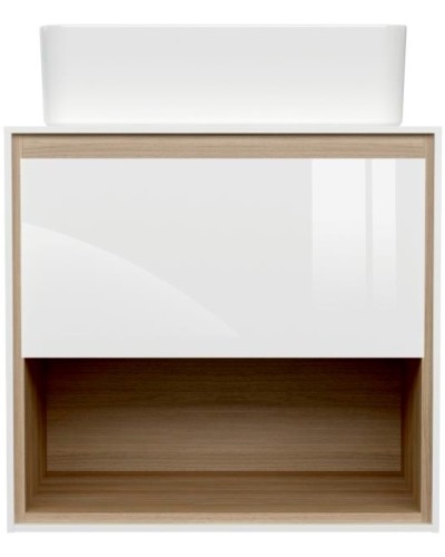 Тумба под раковину Cersanit Louna 80 SZ-LOU80-BL/Wh подвесная Белый глянец дуб Эврика