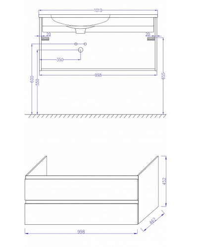 Тумба под раковину Jacob Delafon Madeleine 100 R EB2055-J51 подвесная Белая матовая