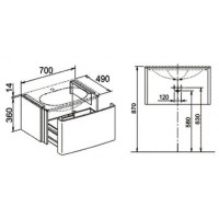 Тумба белый/грецкий орех 70 см KEUCO Elegance 31640386800