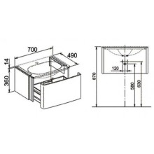Тумба белый/грецкий орех 70 см KEUCO Elegance 31640386800