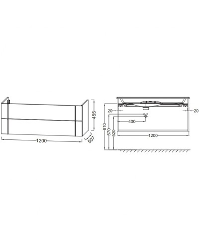 Тумба под раковину Jacob Delafon Nouvelle Vague 120 EB3035-G1C подвесная Белая глянцевая