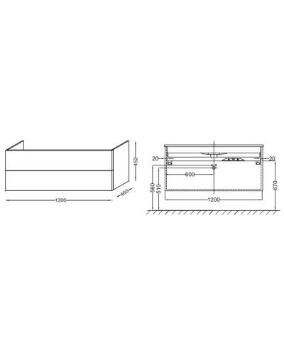 Тумба под раковину Jacob Delafon Vox 120 EB2021-RA-G1C подвесная Белый блестящий лак