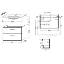Тумба под раковину Jacob Delafon Ola 81 EB391RU-N14 подвесная Серый антрацит