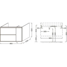 Тумба под раковину Jacob Delafon Soprano 96 EB1331-E10 подвесная Квебекский дуб