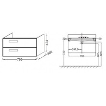 Тумба под раковину Jacob Delafon Rythmik 80 EB1302-G1C подвесная Белая глянцевая