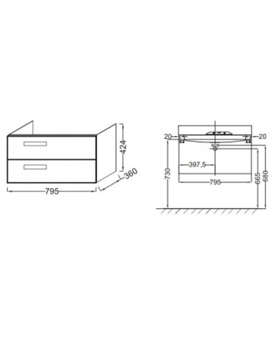 Тумба под раковину Jacob Delafon Rythmik 80 EB1302-G1C подвесная Белая глянцевая