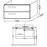 Тумба под раковину Jacob Delafon Rythmik 80 EB1303-E10 подвесная Квебекский дуб
