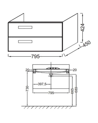 Тумба под раковину Jacob Delafon Rythmik 80 EB1303-E10 подвесная Квебекский дуб