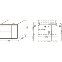 Тумба под раковину Jacob Delafon Soprano 76 EB1330-E10 подвесная Квебекский дуб