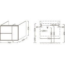 Тумба под раковину Jacob Delafon Soprano 76 EB1330-E10 подвесная Квебекский дуб