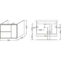 Тумба под раковину Jacob Delafon Soprano 76 EB1333-E10 подвесная Квебекский дуб