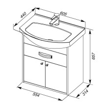 Тумба дуб сонома/белый 55,4 см Aquanet Грейс 00198373