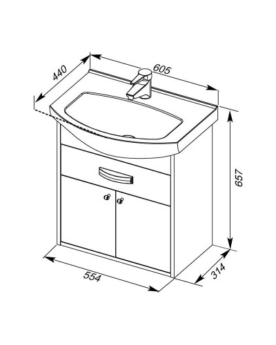 Тумба дуб сонома/белый 55,4 см Aquanet Грейс 00198373