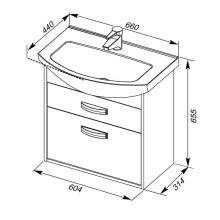 Тумба дуб кантенбери/белый 60,4 см Aquanet Грейс 00198378