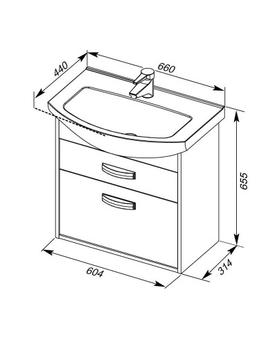 Тумба дуб сонома/белый 60,4 см Aquanet Грейс 00198377
