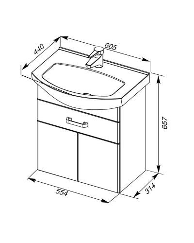 Тумба белый 55,4 см Aquanet Ирис 00198381