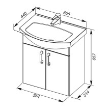 Тумба белый 55,4 см Aquanet Ирис 00198380