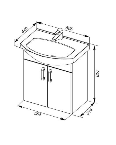 Тумба белый 55,4 см Aquanet Ирис 00198380