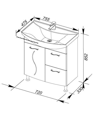 Тумба белый 72 см Aquanet Моника 00186770