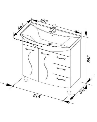 Тумба белый 82,5 см Aquanet Моника 00186771