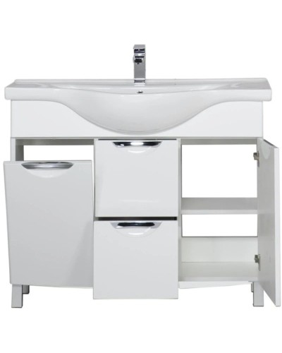 Тумба белый 100 см с бельевой корзиной Aquanet Асти 00178239