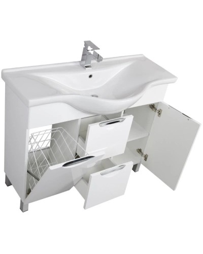 Тумба белый 100 см с бельевой корзиной Aquanet Асти 00178239