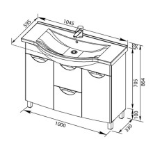 Тумба белый 100 см с бельевой корзиной Aquanet Асти 00178239