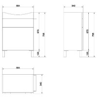 Тумба белый/ясень 55,4 см Cersanit Smart SU-SMA-CA60/WH