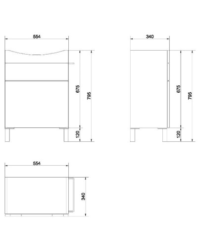 Тумба белый/ясень 55,4 см Cersanit Smart SU-SMA-CA60/WH